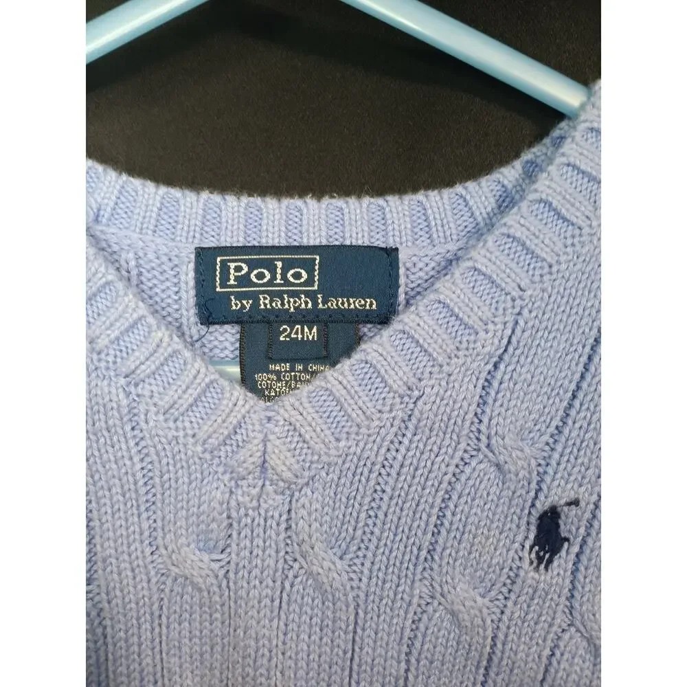 Polo Ralph Lauren Blue Sweater Vest Yellow Button Up Preppy Baby Size 24M 2pc